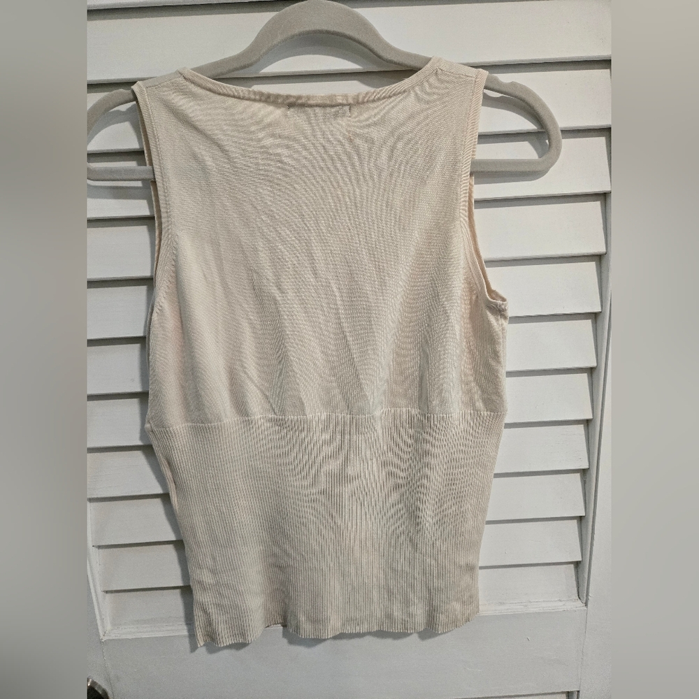 August Silk Cream Tank Top with Gold Accent - Picture 3 of 9